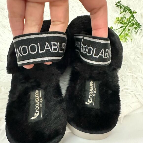 Koolaburra by UGG FUZZ'N II Women's Size 7 Faux Fur Slipper Sandals Black - Picture 5 of 6